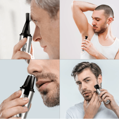 HATTEKER Nose Hair Trimmer 4 in 1 Multifunctional AA Battery Waterproof beard trimmer