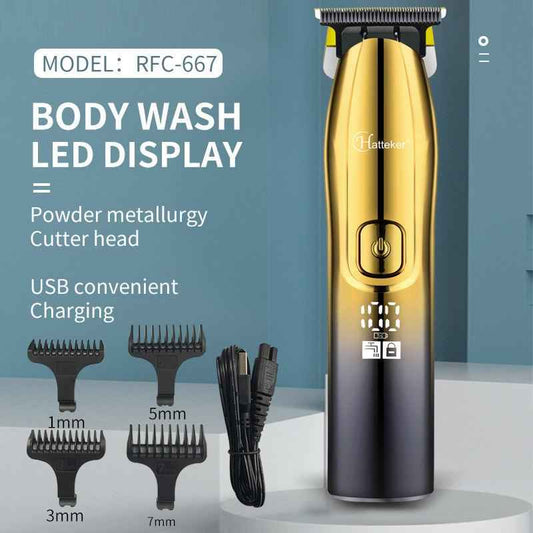 HATTEKER cordless men hair trimmer professional beard electric hair clipper rechargeable