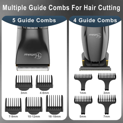 HATTEKER Hair Clippers and T-Blade Set Trimmer Kit Cordless Beard Barber Clipper Hair Cutting Kit Grooming Kit Waterproof