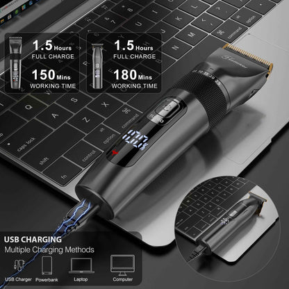 HATTEKER Hair Clippers and T-Blade Set Trimmer Kit Cordless Beard Barber Clipper Hair Cutting Kit Grooming Kit Waterproof