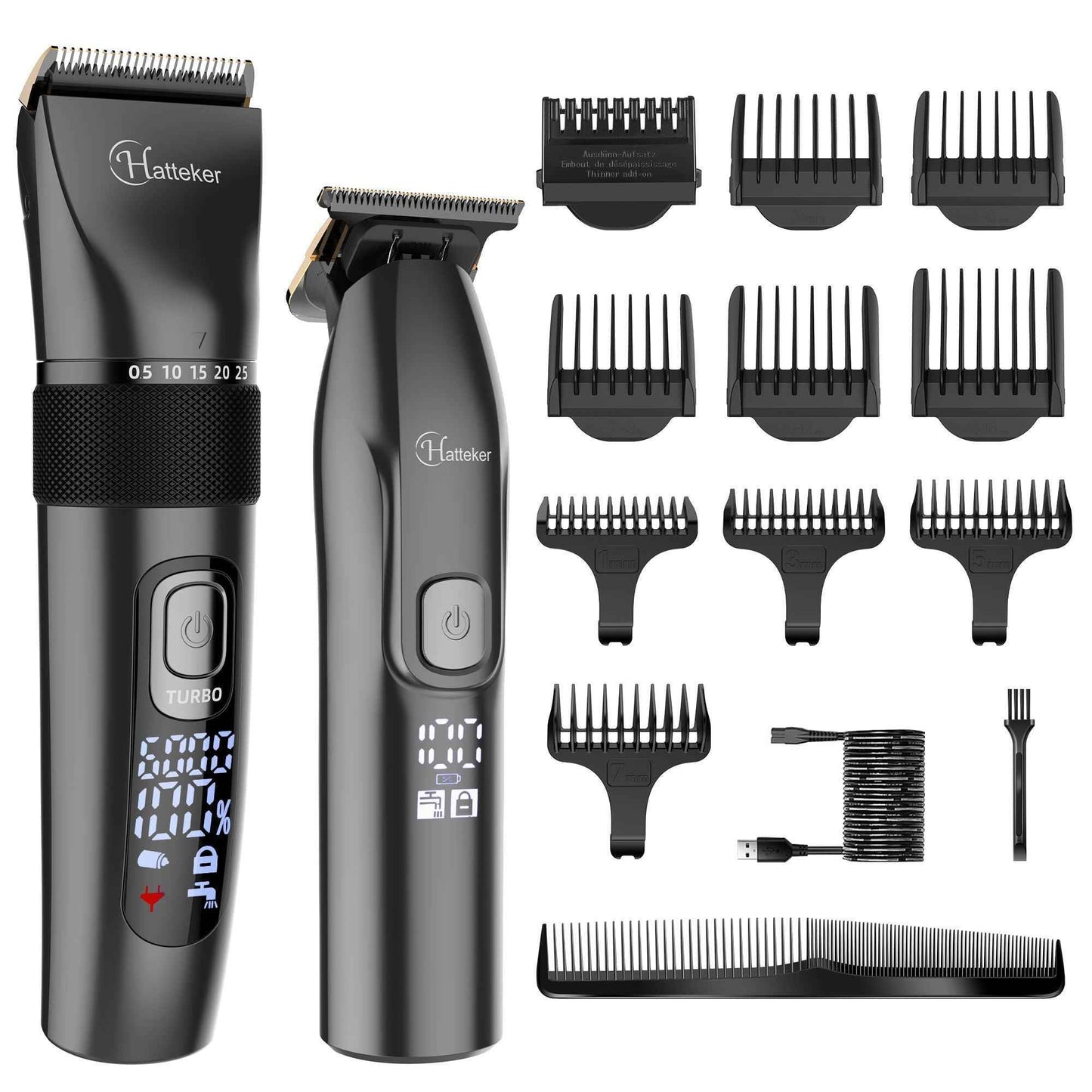 HATTEKER Hair Clippers and T-Blade Set Trimmer Kit Cordless Beard Barber Clipper Hair Cutting Kit Grooming Kit Waterproof