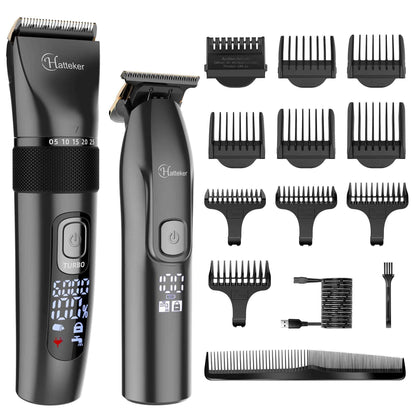 HATTEKER Hair Clippers and T-Blade Set Trimmer Kit Cordless Beard Barber Clipper Hair Cutting Kit Grooming Kit Waterproof