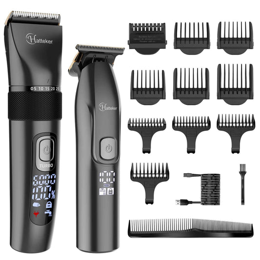 HATTEKER Hair Clippers and T-Blade Set Trimmer Kit Cordless Beard Barber Clipper Hair Cutting Kit Grooming Kit Waterproof