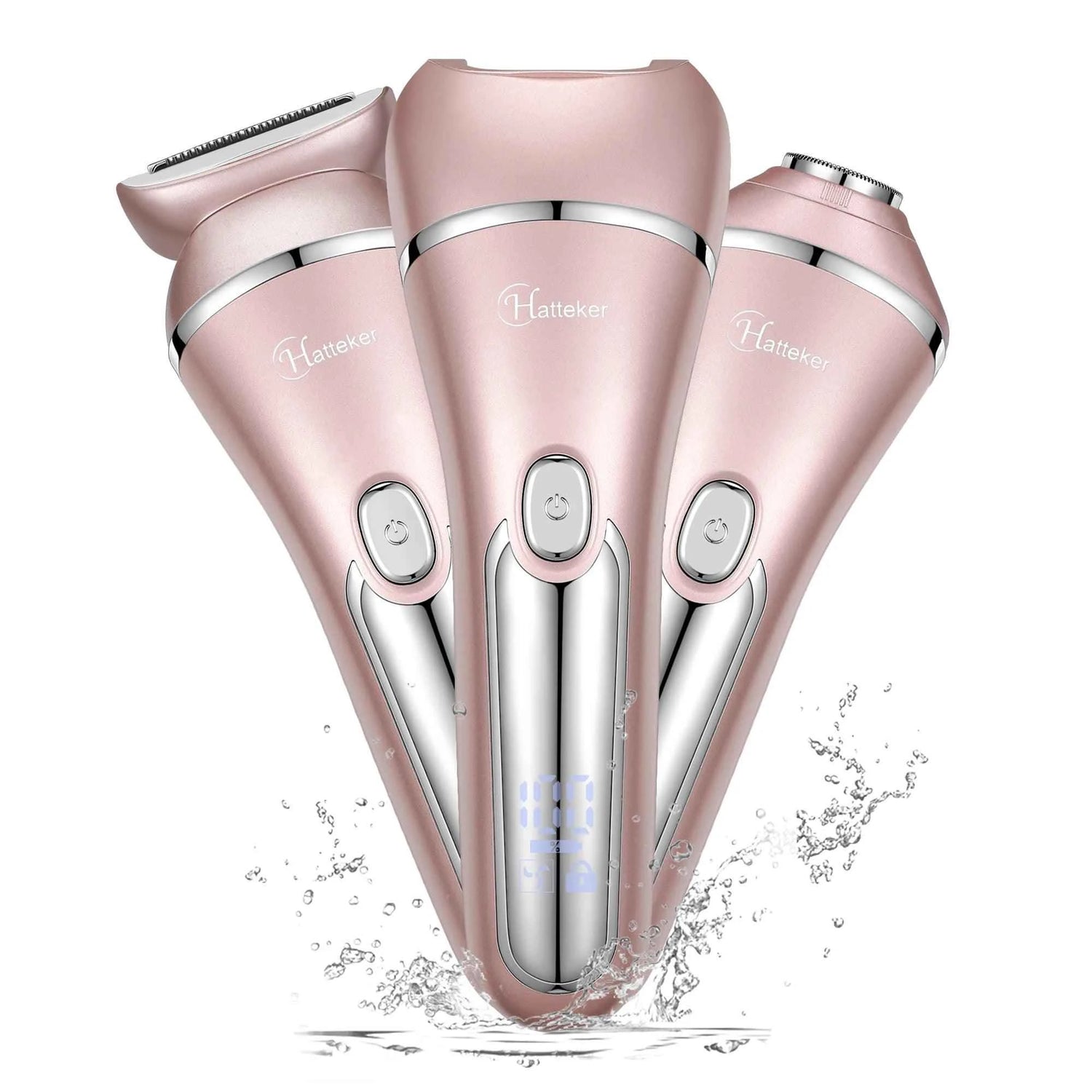 HATTEKER Electric Epilator Hair Removal for Women 3 in 1 Shaver for Legs Arms Underarms Bikini Public Rechargeable