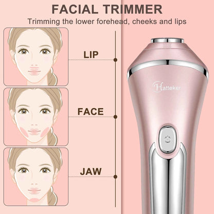 HATTEKER Electric Epilator Hair Removal for Women 3 in 1 Shaver for Legs Arms Underarms Bikini Public Rechargeable