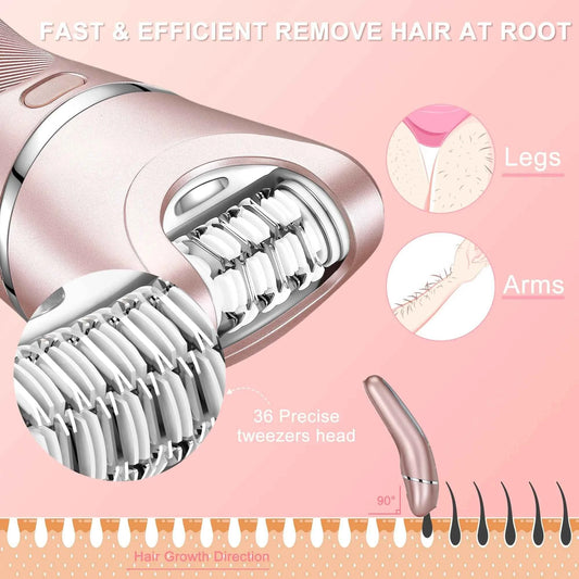 HATTEKER Electric Epilator Hair Removal for Women 3 in 1 Shaver for Legs Arms Underarms Bikini Public Rechargeable