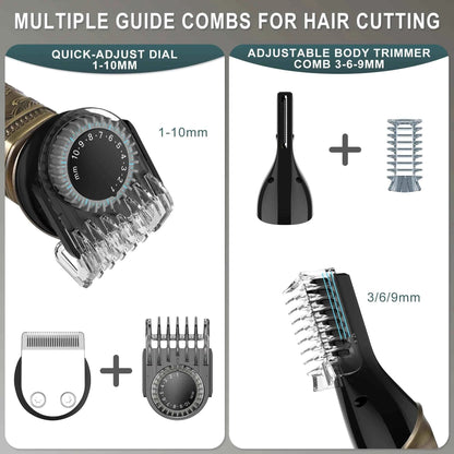 HATTEKER all in one electric hair trimmer 7 blades hair clipper body hair removal baber haircut machine nose