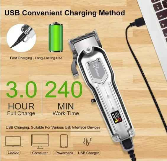 HATTEKER Hair Clipper Trimmer Cordless USB Rechargeable