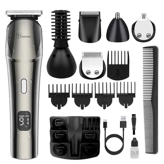 HATTEKER 6 in1 multifunction hair trimmer rechargeable wireless electric baber haircut