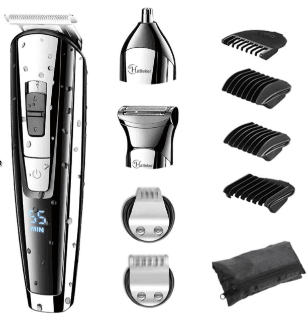 HATTEKER Professional Hair Trimmer Waterproof 5-in-1 RFC-588 – Cordless Grooming Kit for Beard, Hair & Body