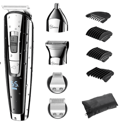 HATTEKER Professional Hair Trimmer Waterproof 5-in-1 RFC-588 – Cordless Grooming Kit for Beard, Hair & Body