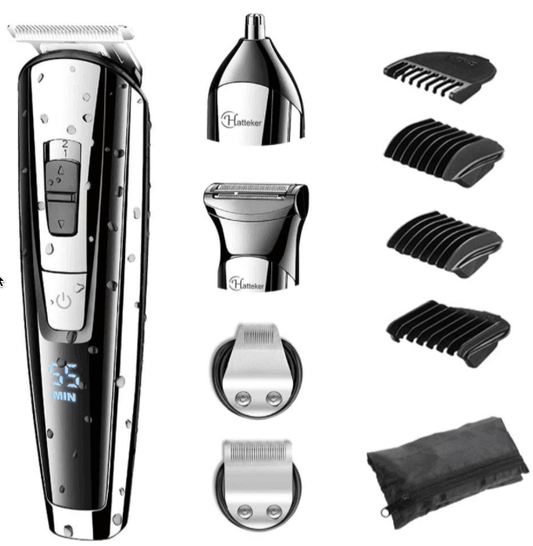 HATTEKER Professional Hair Trimmer Waterproof 5-in-1 RFC-588 – Cordless Grooming Kit for Beard, Hair & Body