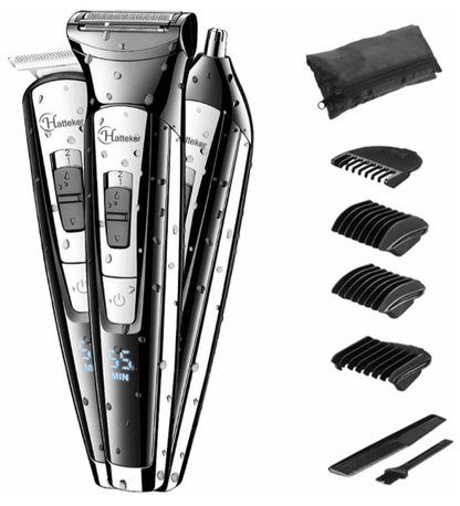 HATTEKER Professional Hair Trimmer Waterproof 5-in-1 RFC-588 – Cordless Grooming Kit for Beard, Hair & Body
