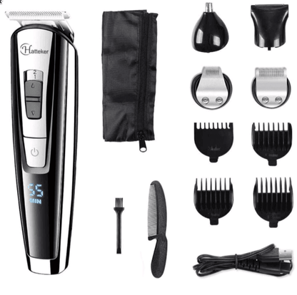HATTEKER Professional Hair Trimmer Waterproof 5-in-1 RFC-588 – Cordless Grooming Kit for Beard, Hair & Body