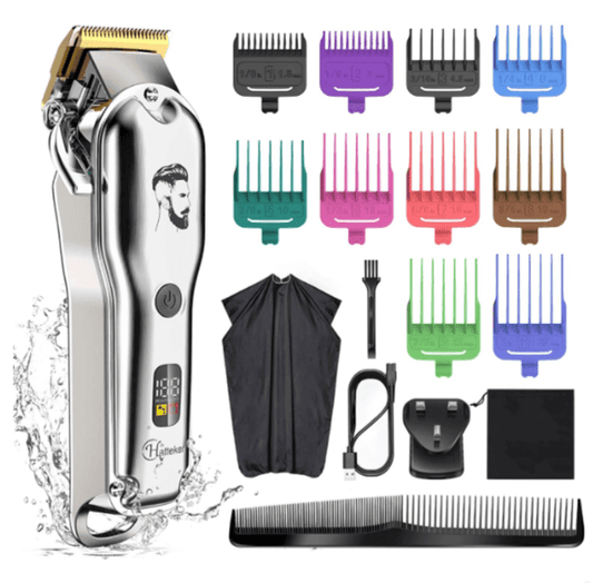 HATTEKER Professional Hair Clipper Men's Metal Haircut Grooming kit