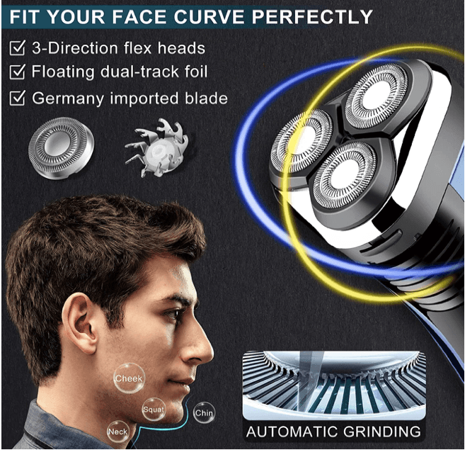 HATTEKER Electric Shaver Razor Beard Trimmer for Men Pop-Trimmer Waterproof