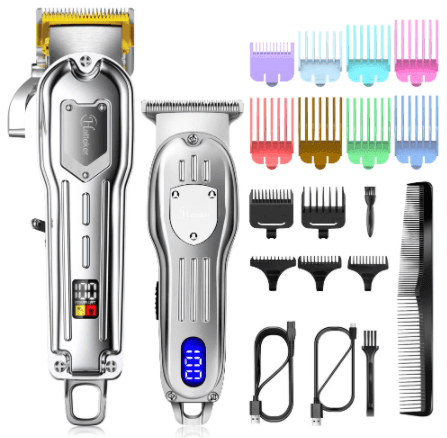 HATTEKER Professional Electric Hair clipper Metal Hair Cutter 2 machines Set Cordless