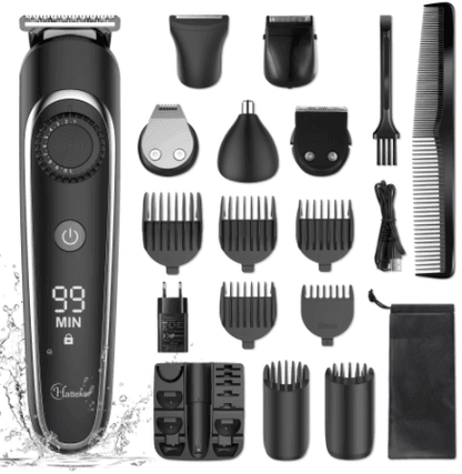 HATTEKER 6 in 1 Waterproof Cordless Rechargeable Beard Trimmer Hair Clipper Hair Trimmer Grooming RFC-591605