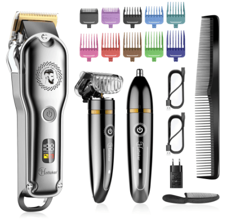 Hatteker Clipper Hair Trimmer Barber Clipper  Beard Nose Hair Cutting Grooming Kit Professional IPX7 Waterproof