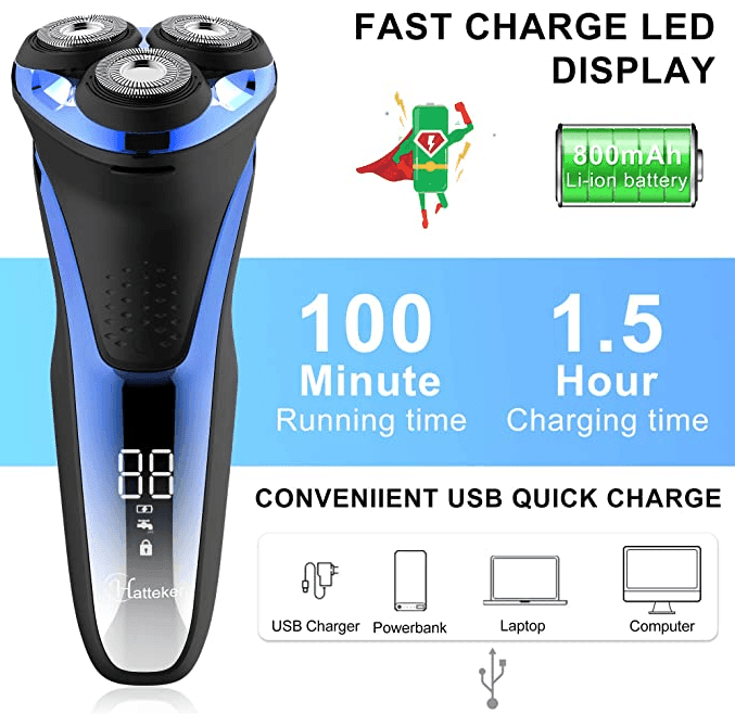 HATTEKER Electric Shaverwith Pop-up Trimmer Waterproof