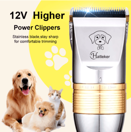 HATTEKER  12V High Power Pet Clipper Electric Grooming Trimmer Haircut Shaver