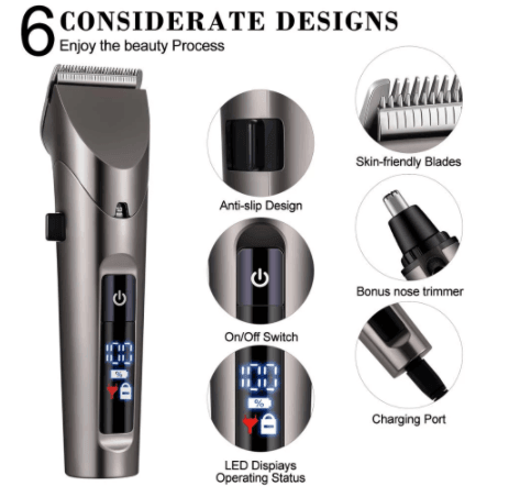 Hatteker Clipper Cordless Hair Beard Nose Hair Trimmer Waterproof RFC 69102