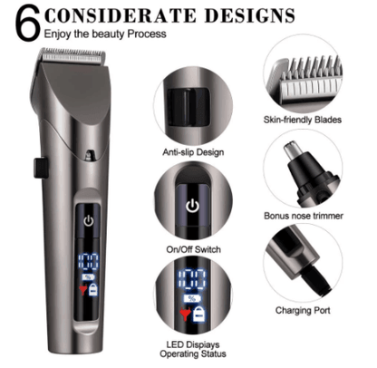 Hatteker Clipper Cordless Hair Beard Nose Hair Trimmer Waterproof RFC 69102