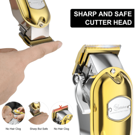 HATTEKER Professional Trimmer Beard Precision Long Hair Waterproof  Gold