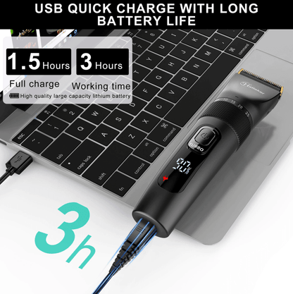 HATTEKER  Hair Clipper  Professional Waterproof grooming kit 3 in1 USB charging Haircut RFC-69503