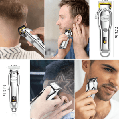 HATTEKER Set Hair Clipper Professional Cutter Set Metal Electric Cordless Hair Trimmer LCD Display Hairdressing