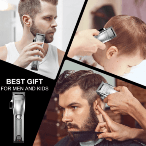 HATTEKER Hair Clipper for Men  Professional Cutting Kit Barber Beard Trimmer with 8 Colorful Combs USB Rechargeable (Gold)