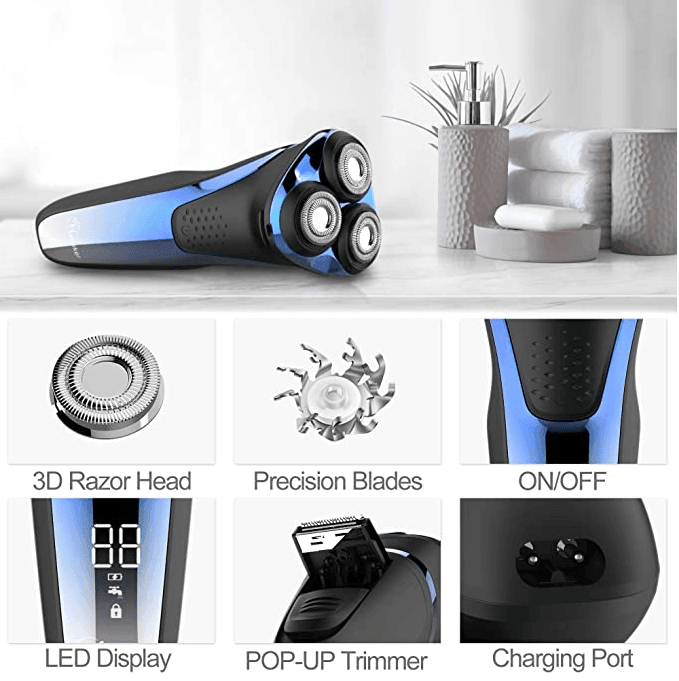 HATTEKER Electric Shaverwith Pop-up Trimmer Waterproof