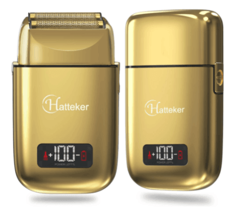 HATTEKER Pro Shaver Bald Head Metal Double Foil Titanium Electric Razor Rechargeable