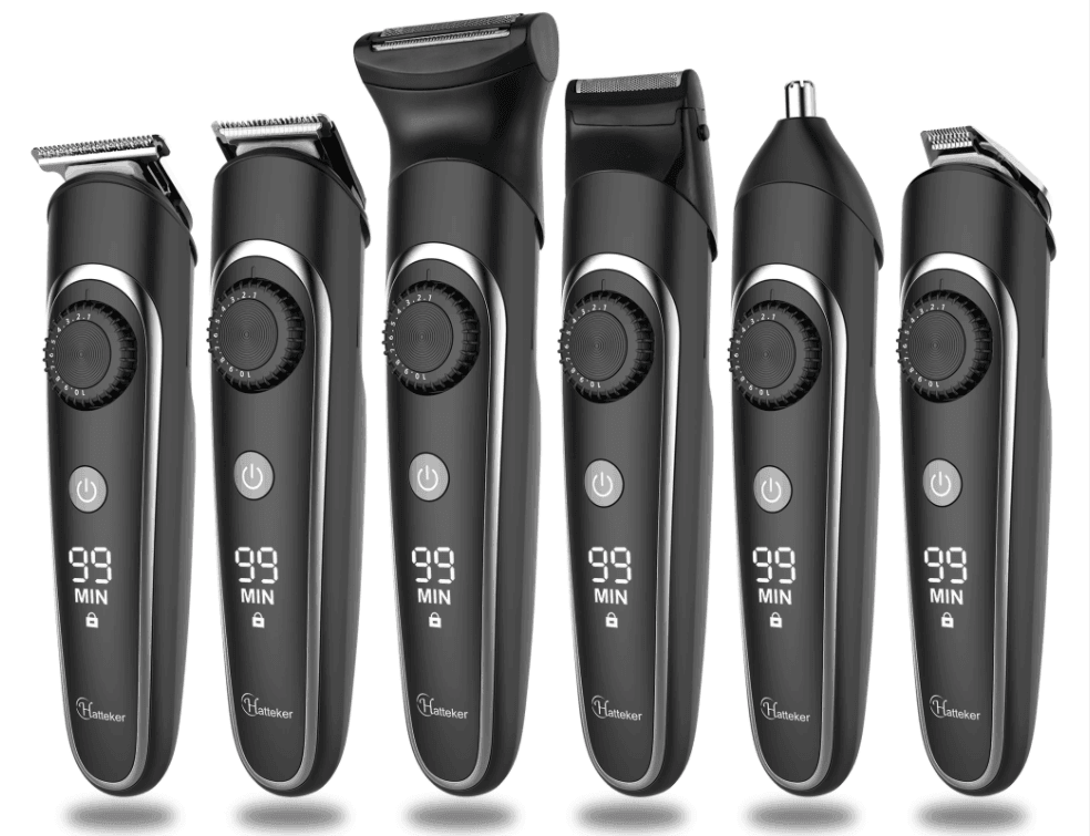 HATTEKER 6 in 1 Waterproof Cordless Rechargeable Beard Trimmer Hair Clipper Hair Trimmer Grooming RFC-591605