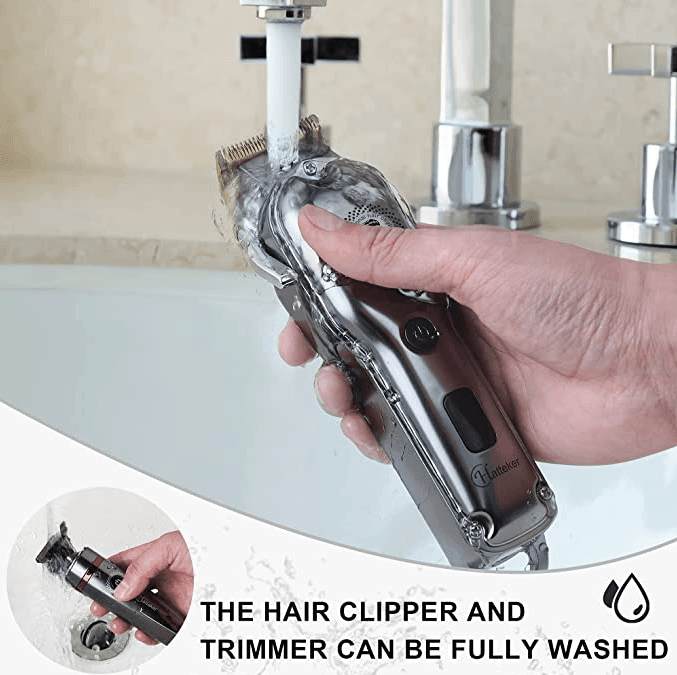 Hatteker Clipper Hair Trimmer Barber Clipper  Beard Nose Hair Cutting Grooming Kit Professional IPX7 Waterproof