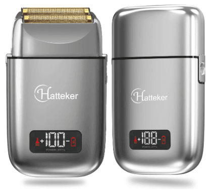 HATTEKER Pro Shaver Bald Head Metal Double Foil Titanium Electric Razor Rechargeable