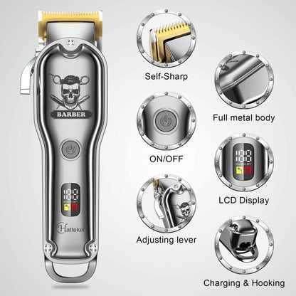 HATTEKER Hair Clipper Mens Beard Trimmer Professional Cordless Rechargeable 696C