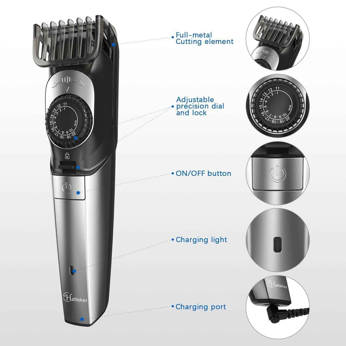 HATTEKER Profession Hair Clipper Adjustable Hair Cutter 5 in 1 RFC- 5917