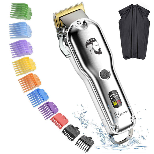 HATTEKER Professional Hair Clipper Men's Metal Haircut Grooming kit