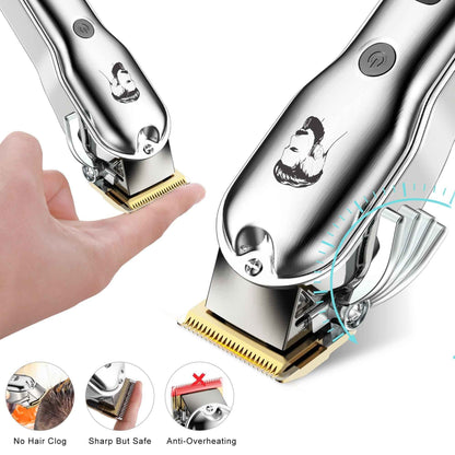 HATTEKER Professional Hair Clipper Men's Metal Haircut Grooming kit