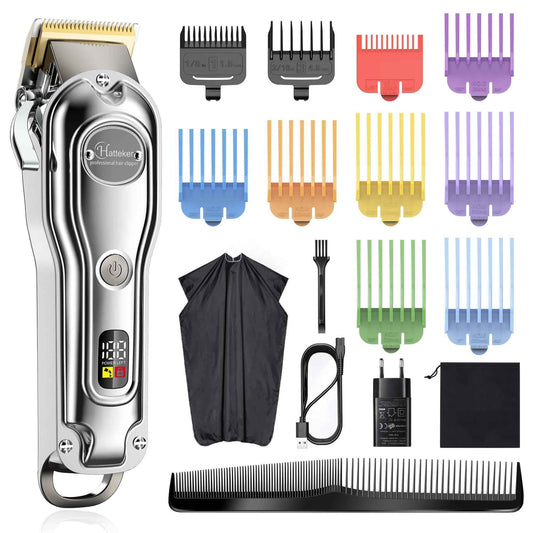 HATTEKER Professional Hair Trimmer Cordless Barbers Grooming Kit Rechargeable
