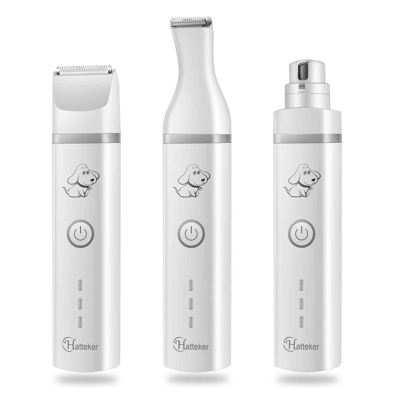 HATTEKER 3 IN 1 Pet Grooming Machine Dog Cat Hair Trimmer USB Rechargeable