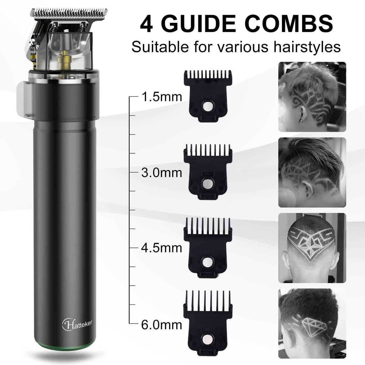 HATTEKER Hair Clipper Trimmer for Men Cordless Beard Trimmer