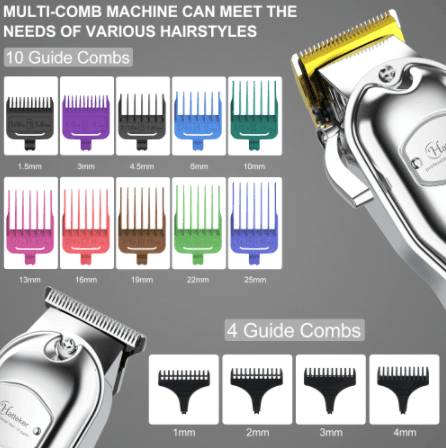 HATTEKER Set Hair Clipper Professional Cutter Set Metal Electric Cordless Hair Trimmer LCD Display Hairdressing