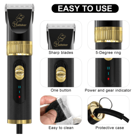 HATTEKER Professional Electric Dog Hair Cutter High Power Pet Cat Clipper