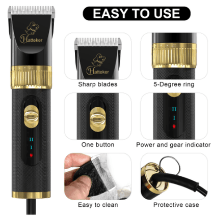 HATTEKER Professional Electric Dog Hair Cutter High Power Pet Cat Clipper