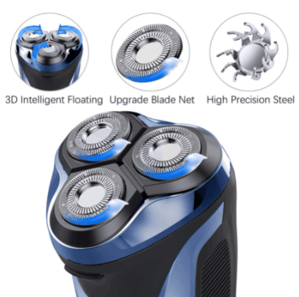 HATTEKER Electric Razor Wet & Dry Mens Electric Shaver with Pop-up 3D Rechargeable Rotary Shaver