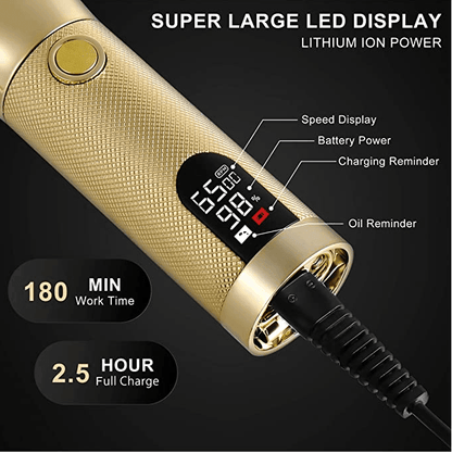 HATTEKER Hair Clippers 0.1mm Beard Trimmer Cordless Gold Portable Rechargeable