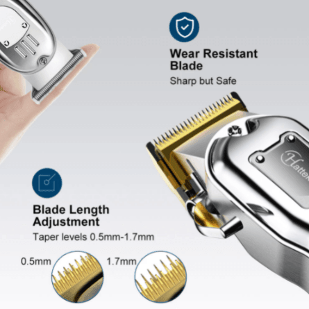 HATTEKER Professional Electric Hair clipper Metal Hair Cutter 2 machines Set Cordless