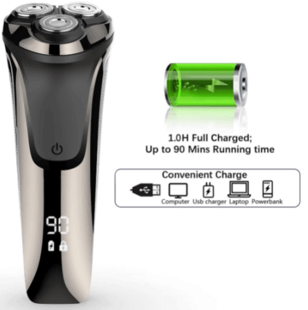 HATTEKER Electric Razor Wet & Dry Mens Electric Shaver with Pop-up 3D Rechargeable Rotary Shaver